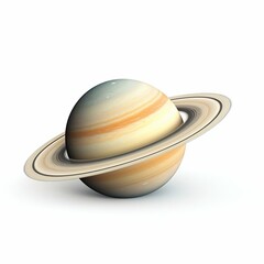 Celestial Marvel: Saturn Isolated on White Background. Generative ai