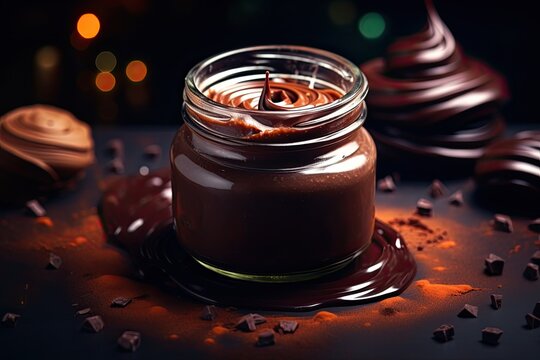 Tasty chocolate spread in a jar