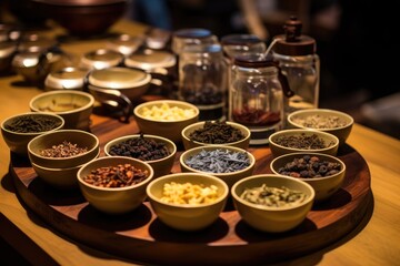Various types of tea showcased in Chinese tea ritual.