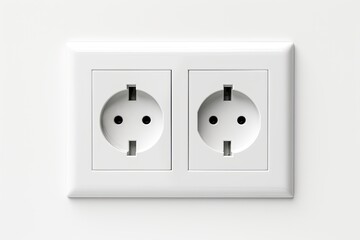 White isolated background with double European electrical socket.