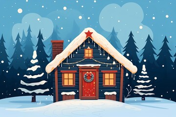 christmas house exterior, christmas decorations, winter desktop background, christmas card