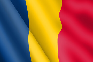 Chad waving flag 3d illustration wind ripple