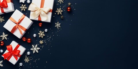 Festive Greetings: A Merry Christmas and Happy Holidays Card Design. Generative ai - obrazy, fototapety, plakaty