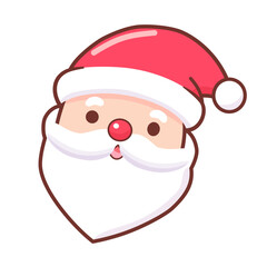 Cute winter Christmas Santa Claus head cartoon style in vector. flat design.