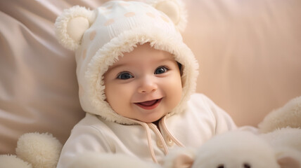 Cute smiling baby, AI Generative.