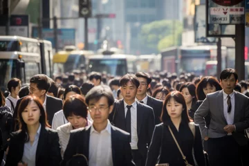 Foto op Canvas Crowd of Asian commuter people walking street © blvdone