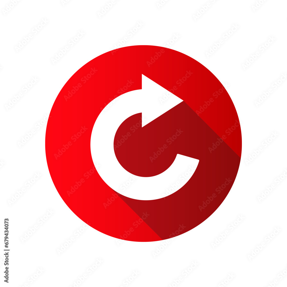 Poster replay button icon in flat style. vector illustration.