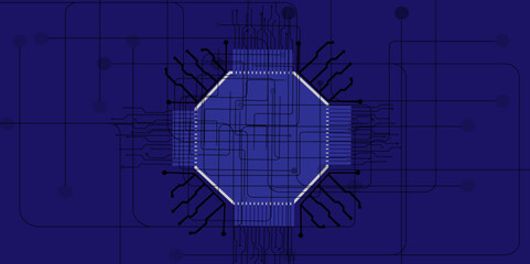 Artificial intelligence with electronic board technology background.