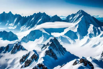 Deurstickers snow covered mountains © Malik