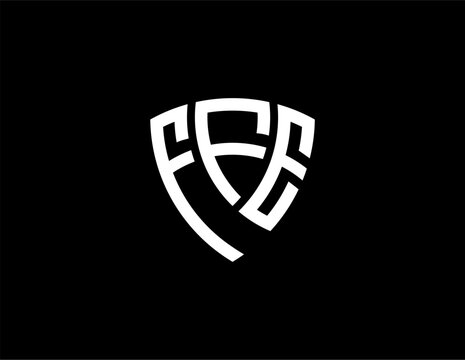 FFE creative letter shield logo design vector icon illustration