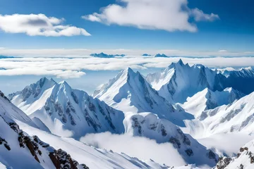 Deurstickers snow covered mountains in winter © Malik