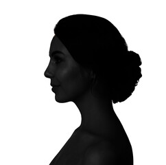Silhouette of woman isolated on white, profile portrait © New Africa