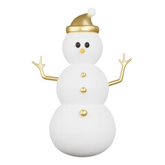 d render of golden snowman with christmas season.
