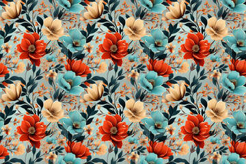 seamless flower pattern digital wallpaper