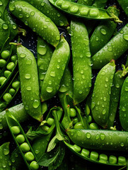 Dew-Kissed Freshness: Vibrant Green Peas and Pea Pods