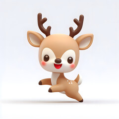 Adorable 3D Deer Character, Anthropomorphic, Cute, and Playful. Whimsical Illustration of a Charming and Unique Creature for Engaging Designs.