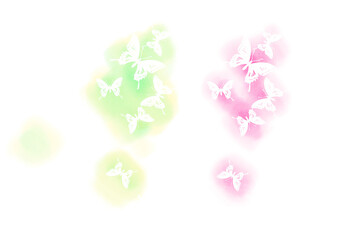 蝶のシルエットの水彩アブストラクト、ワンポイント