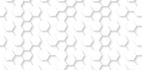 Seamless pattern with hexagon. White Hexagonal Background. Luxury honeycomb grid White Pattern. Vector Illustration. 3D Futuristic abstract honeycomb mosaic white background. geometric mesh cell text.