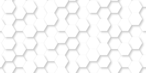 Seamless pattern with hexagon. White Hexagonal Background. Luxury honeycomb grid White Pattern. Vector Illustration. 3D Futuristic abstract honeycomb mosaic white background. geometric mesh cell text.