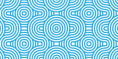 Abstract fabric wave blue and white geometric pattern retro ornament repeat backdrop texture background. seamless circle vector illustration swirl waves round shape tile and spiral pattern.