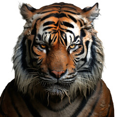 Naklejka premium Tiger face close up isolated on transparent background