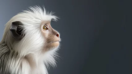 Fotobehang Close up monkey isolated on gray background © pariketan