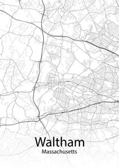 Fototapeta na wymiar Waltham Massachusetts minimalist map