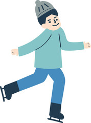 A man is skating in the winter