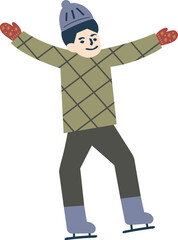 A man is skating in the winter