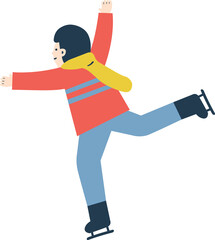 A man is skating in the winter