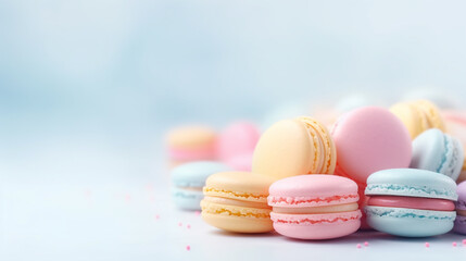 Obraz premium Pastel colorful macaroons Background with Copy space for text wording