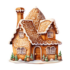 Christmas gingerbread house on transparent background, Christmas, holiday decoration material, vector illustration