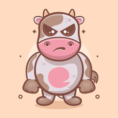 Obraz na płótnie Canvas serious cow animal character mascot with angry expression isolated cartoon