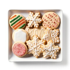 Fototapeta na wymiar Cut-Out Sugar Cookies, on tray on white background Generate Ai