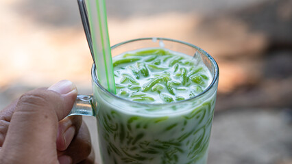 es Cendol or lod chong is a sweet ice dessert that is popular in Indonesia, malaysia, and thailand.