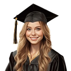 Teacher with Graduation Cap, clip art, white background Generative AI