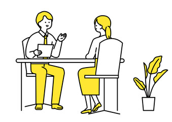 対面での打合せ・相談をする人々.