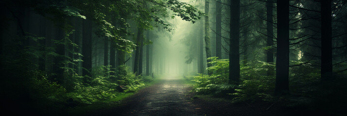 Fototapeta na wymiar 日光の差し込む森の中の小道