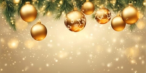 Fototapeta na wymiar Christmas background with gold balls and snowflakes 
