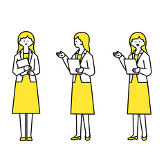 書類を持ち、プレゼンテーションする女性・バリエーション.