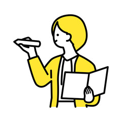 書類を持ち、ボードに書き込む女性・バリエーション.