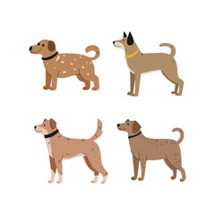 collection of flat illustrations of dog animals