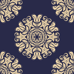Orient blue and golden classic pattern. Seamless abstract background with vintage elements. Orient pattern. Ornament for wallpapers and packaging