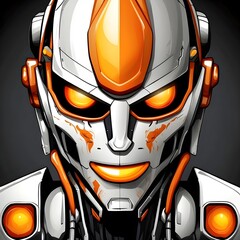 Orange-Eyed Robot Flame Generative AI