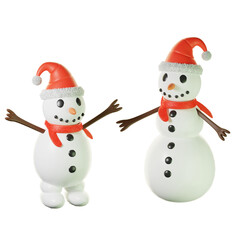 3d icon snowman with red hat
