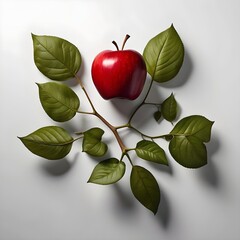 Red Apple with Green Leaf - Natural and Beautiful Design Generative AI