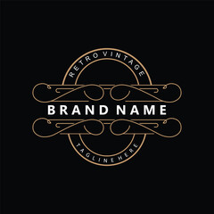 Decorative Typography Vintage Line Design, Vector Illustration Old Luxury Elegant Retro Style Ribbon Ornament