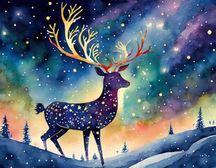 Reindeer in the night sky