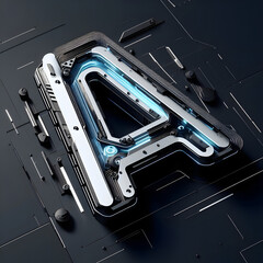 Futuristic 3D-Rendered Tech Letter 'A': Sleek, Modern, and Aesthetically Advanced Design. 