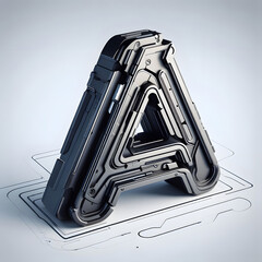 Futuristic 3D-Rendered Tech Letter 'A': Sleek, Modern, and Aesthetically Advanced Design. 